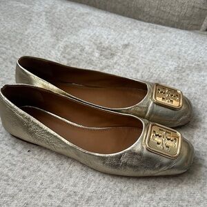 Tory Burch Metallic Gold Flats